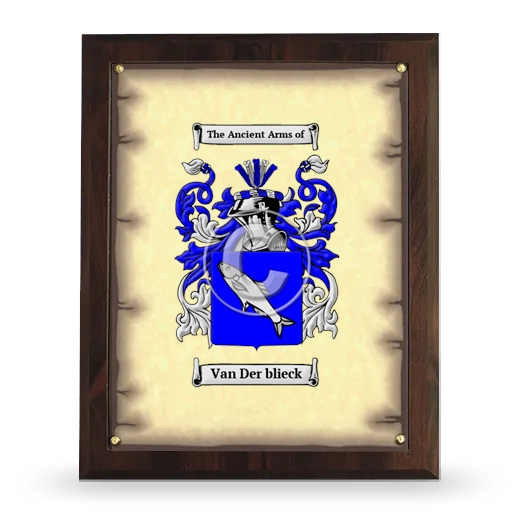 Van Der blieck Coat of Arms Plaque